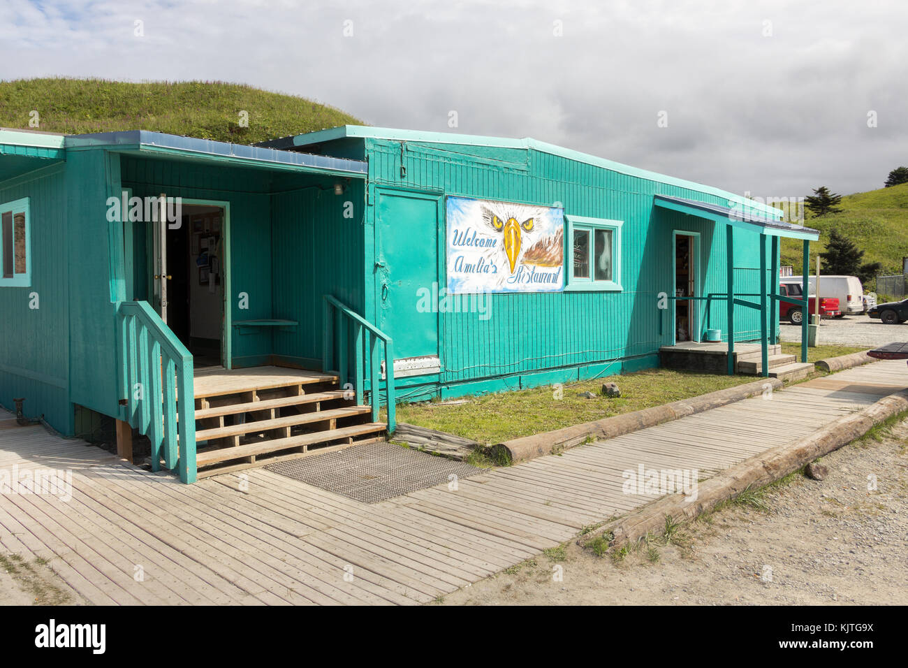 Dutch Harbor, Unalaska, Alaska, USA - August 14th, 2017: The Amelia Restaurant at Airport Beach road, Unalaska, Alaska. Stock Photo