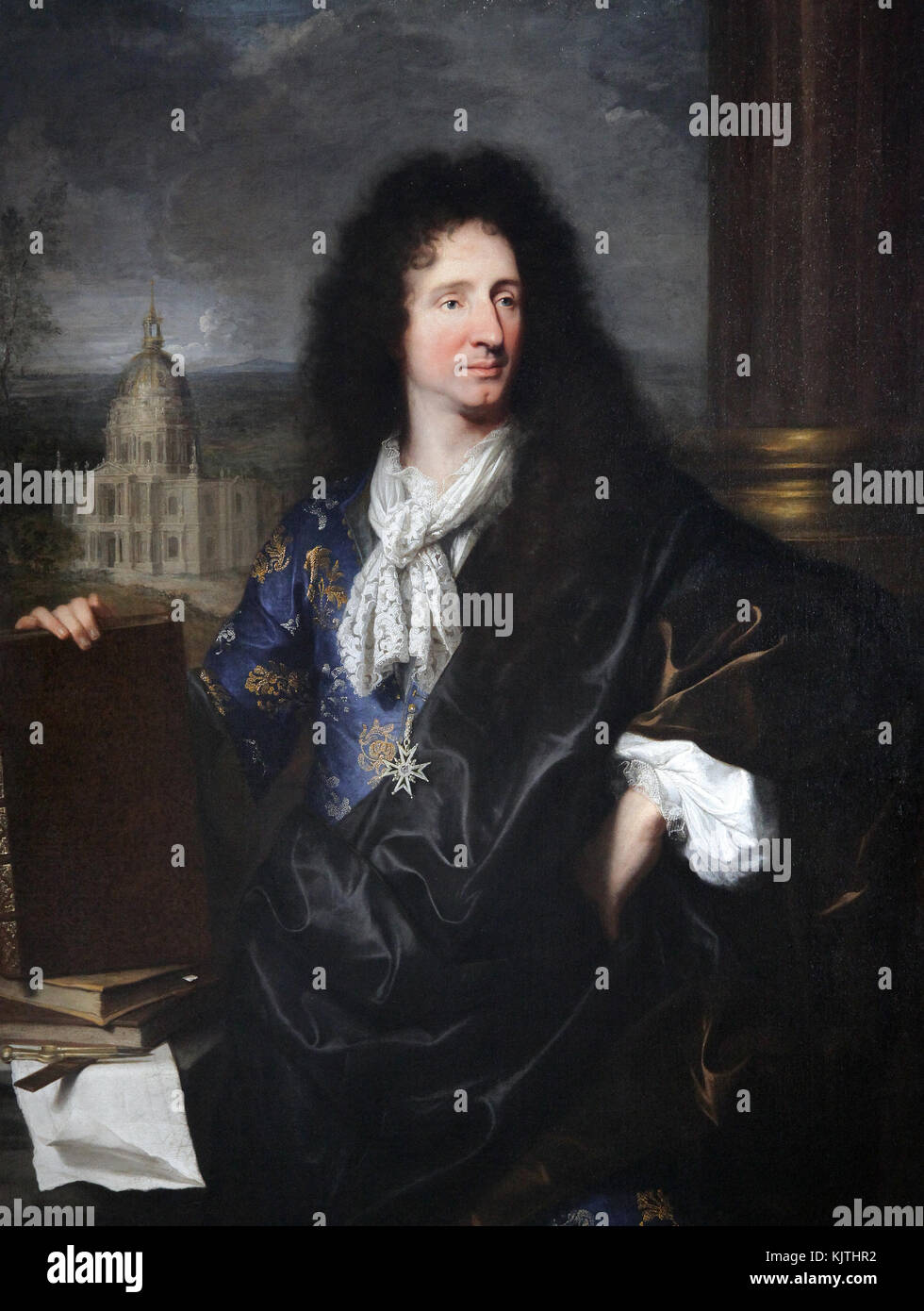 Painting of Jules Hardouin Mansart.architect to the king of France.Louis XIV 1643-1715 by Hyacinthe Rigau y Ros aka Hyacinthe Rigaud 1659--1743 Stock Photo