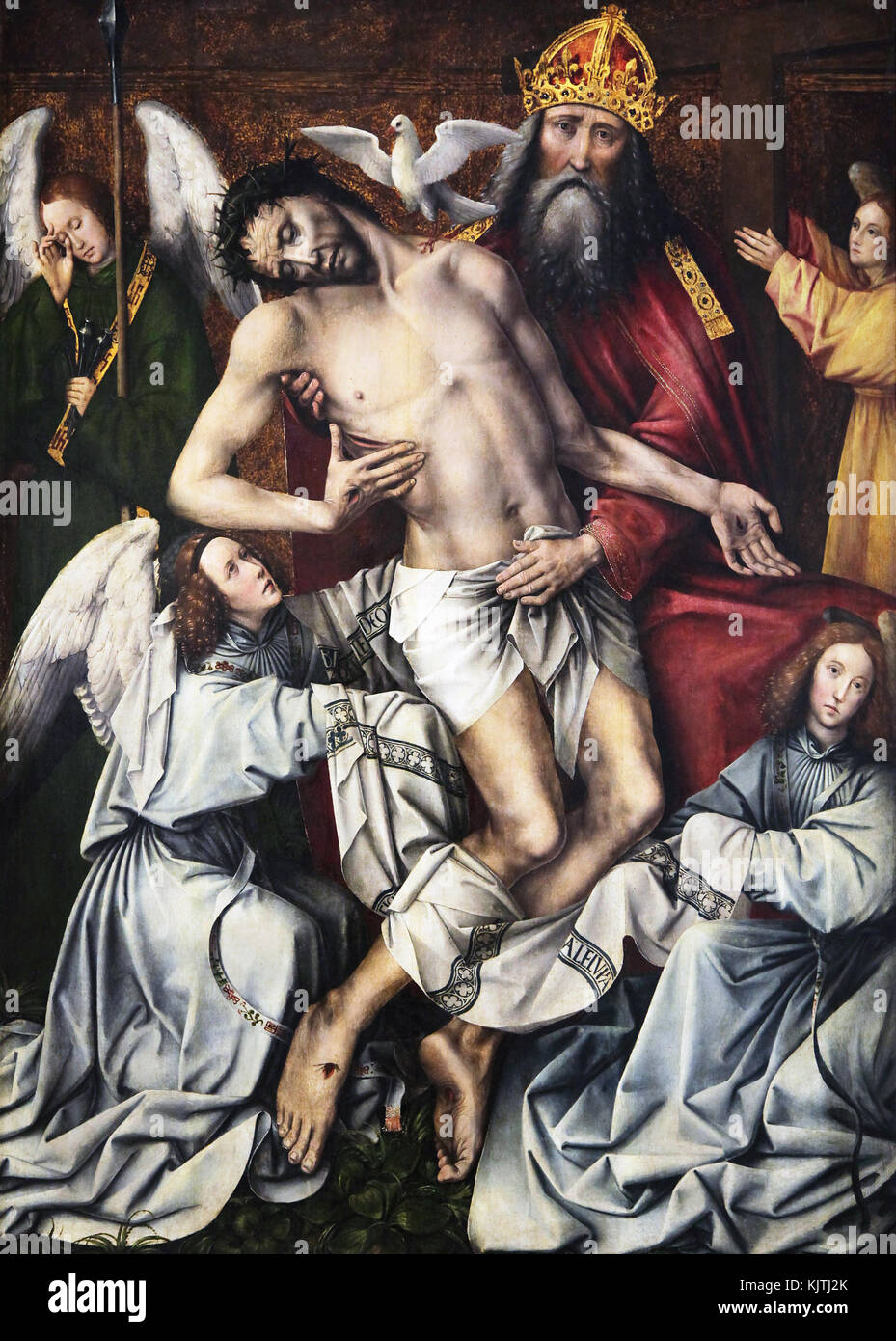 Painting of the Holy trinity with god the father supporting christ.by Colijn de Coter c.1450-1540 Stock Photo