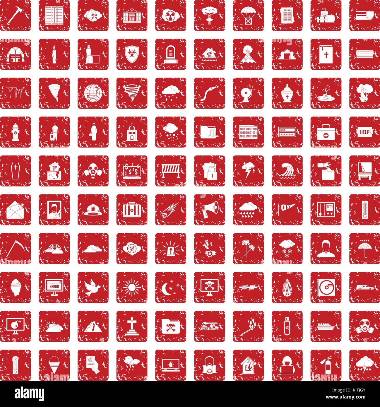 100 natural disasters icons set grunge red Stock Vector Image & Art - Alamy