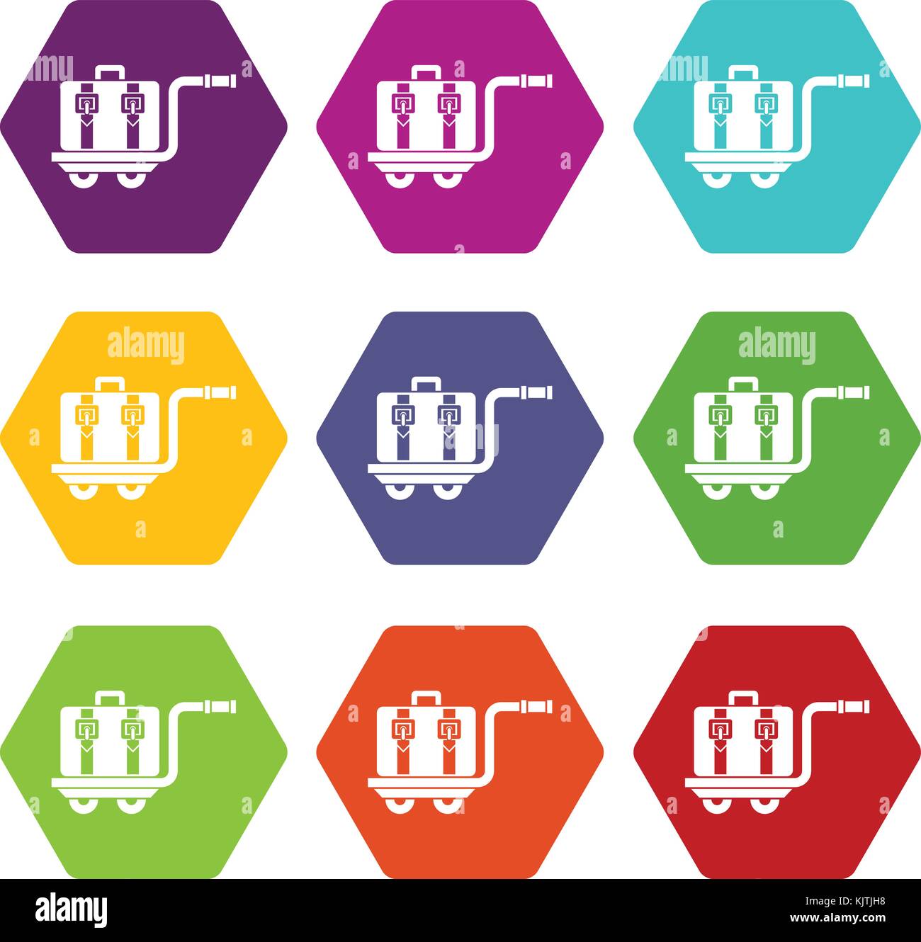 Baggage cart icon set color hexahedron Stock Vector Image & Art - Alamy