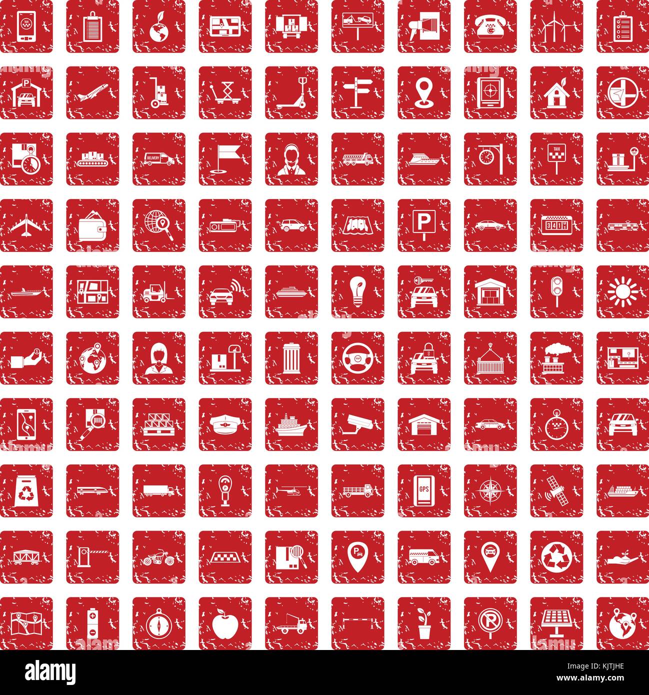 100 navigation icons set grunge red Stock Vector Image & Art - Alamy