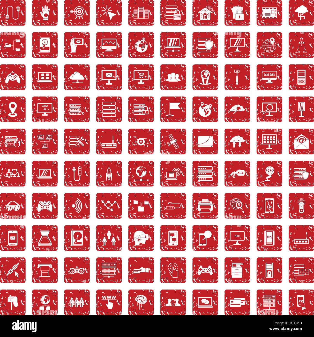 100 network icons set grunge red Stock Vector Image & Art - Alamy