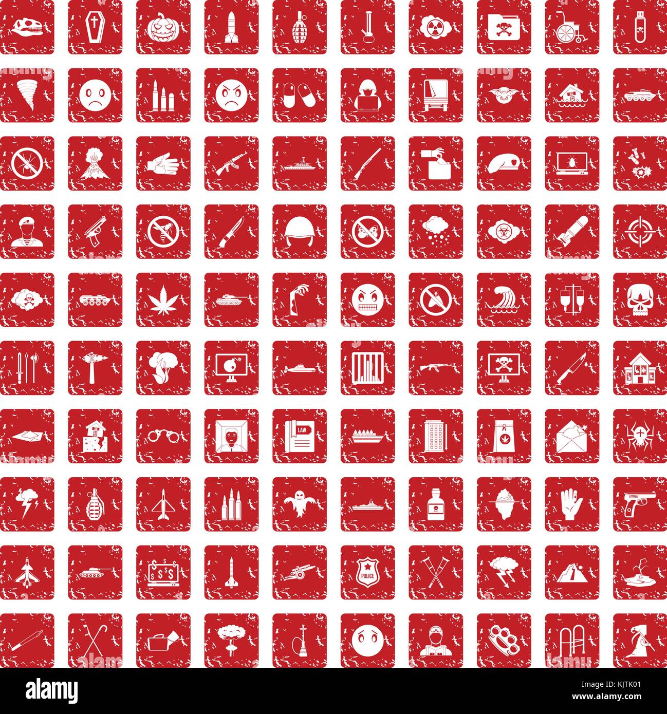 100 oppression icons set grunge red Stock Vector Image & Art - Alamy