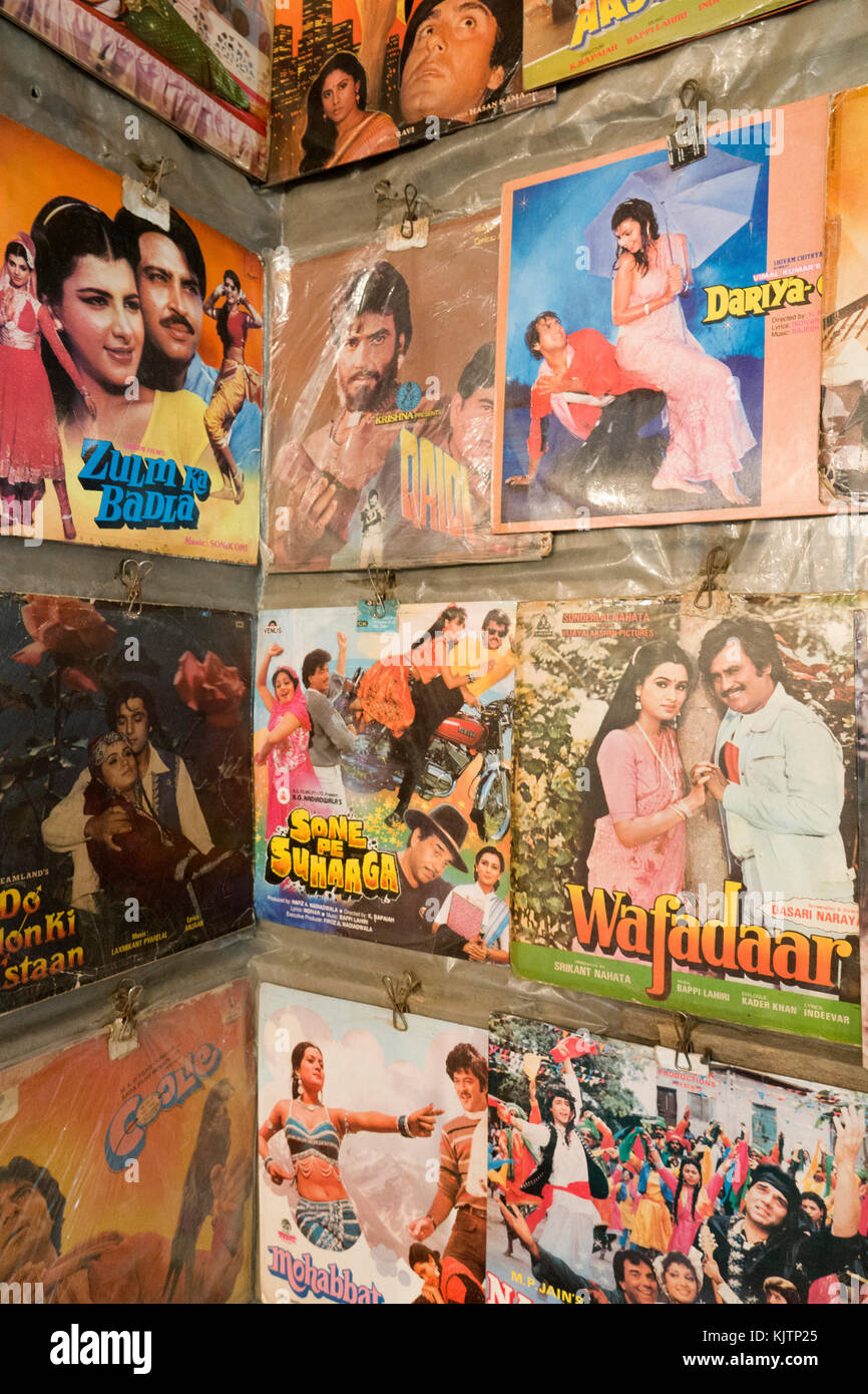 Old Hindi Vinyl LP music records for sale Stock Photo