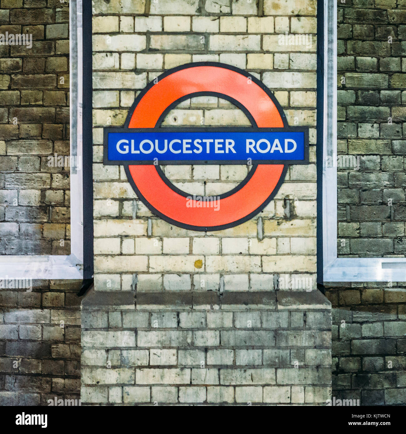 London, UK - Nov 22, 2017: Sign at Gloucester Road London Underground station, servicing the District, Circle and Piccadilly Lines Stock Photo