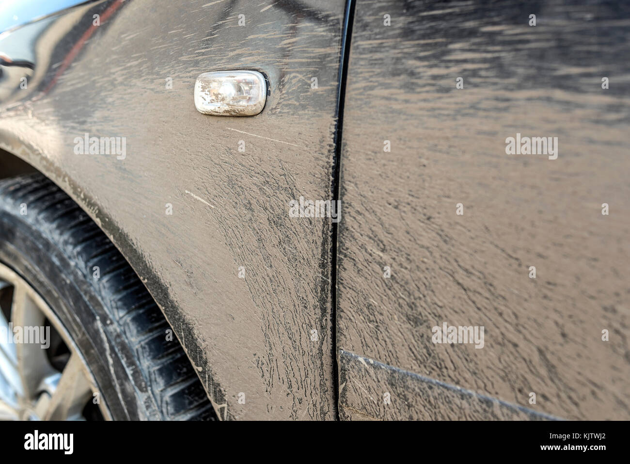 Part of a dirty stained car close up. Stock Photo