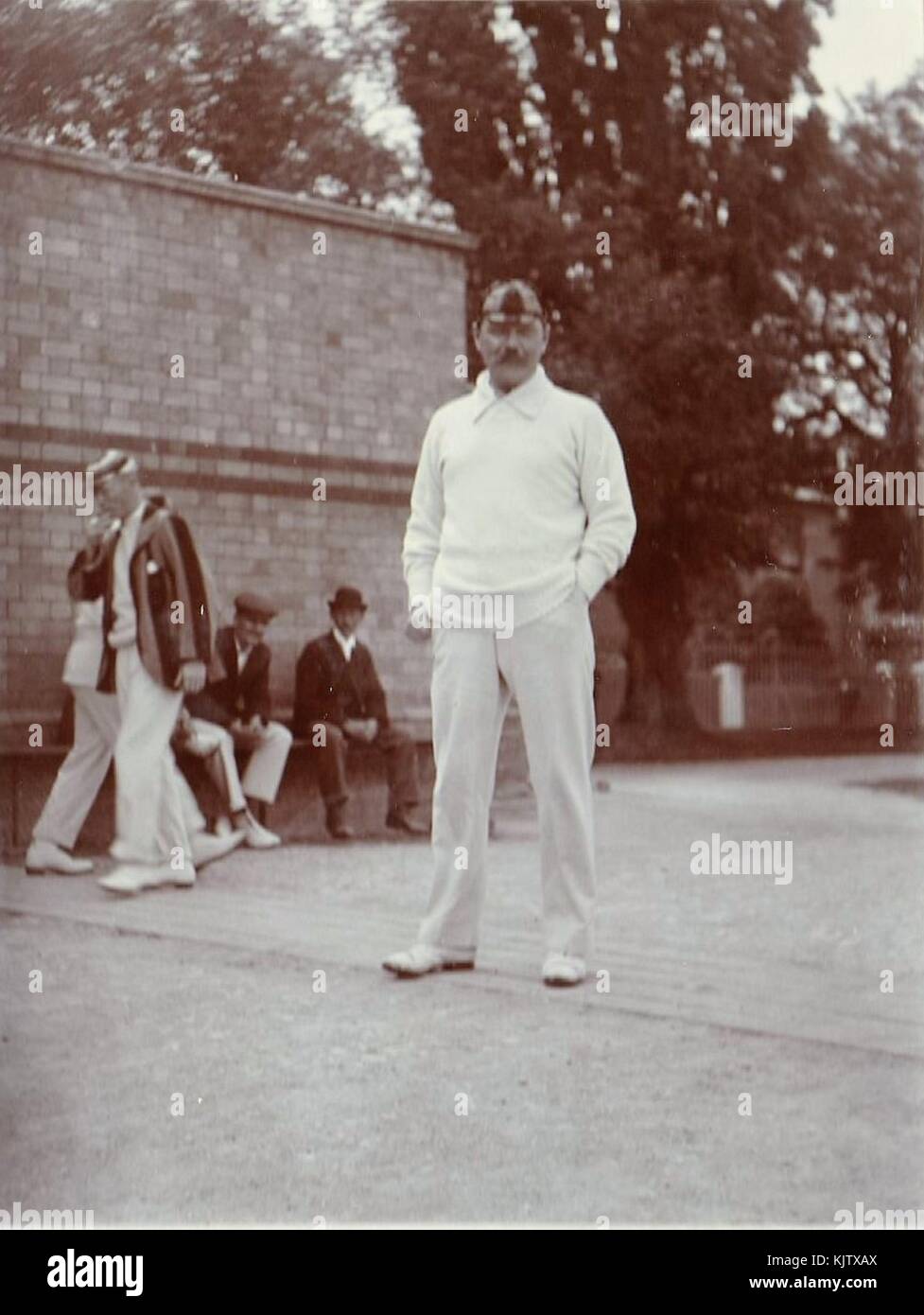 Sir Arthur Conan Doyle Playing Cricket, 1901 Stock Photo