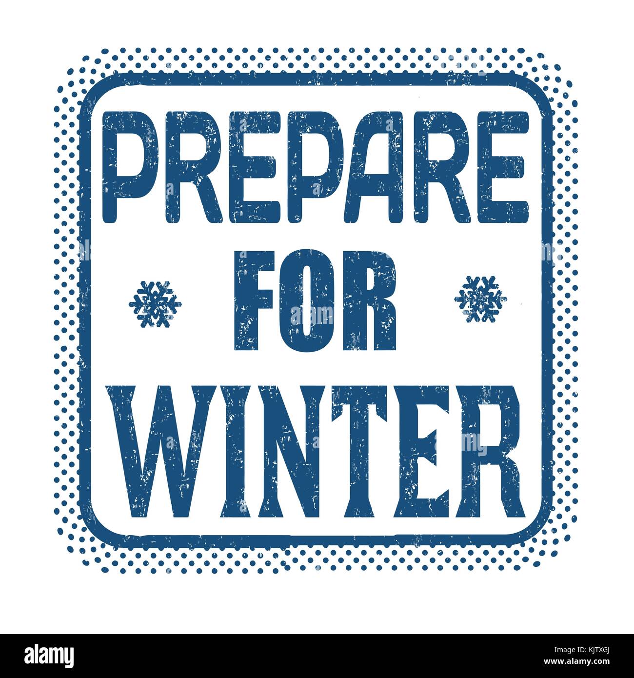 Prepare for winter grunge rubber stamp on white background, vector illustration Stock Vector