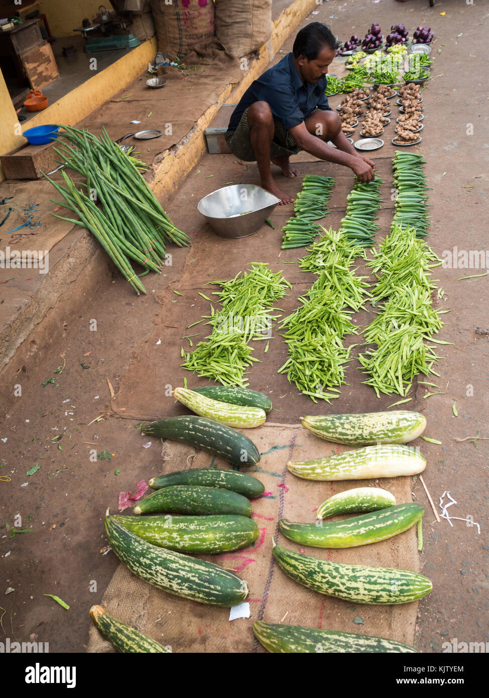 Vegetable seller in Trivandrum market Stock Photo