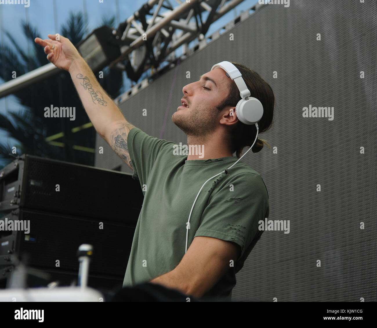 MIAMI BEACH, FL - AUGUST 13: Alesso performs during the I Heart Radio Y-100 Mackapoolooza Pool Party at The Fontainebleau Miami Beach on August 13, 2016 in Miami Beach, Florida  People:  Alesso Stock Photo