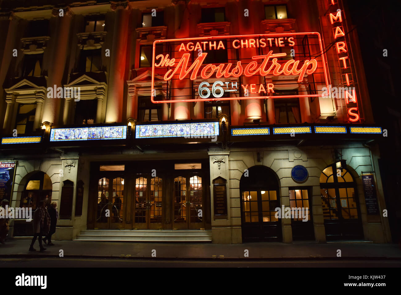 London, UK. 25th November 2017. The Mousetrap, the Agatha Christie play celebrates its 65th anniversary, Credit: Matthew Chattle/Alamy Live News Stock Photo