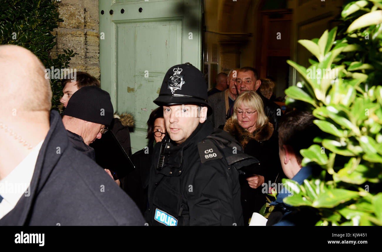 Lewes UK 25th 2017 - Police outside the All Saints Centre in Lewes tonight where Katie Hopkins was due to speak at the Lewes Speakers Festival  Photograph taken by Simon Dack Stock Photo