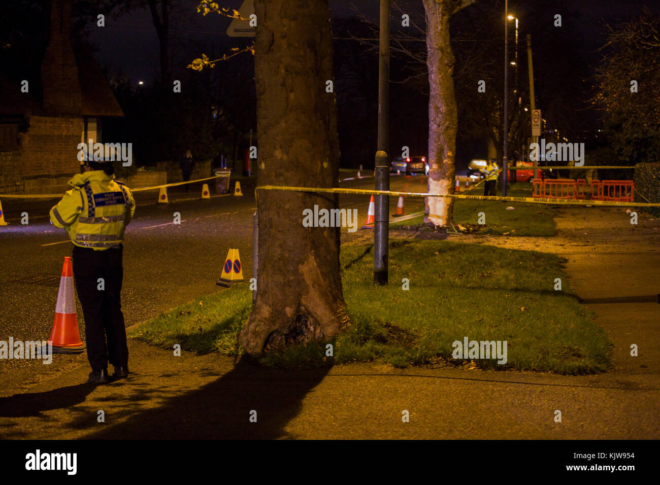Leeds, UK. 26th Nov, 2017. Scene of the road traffic accident on