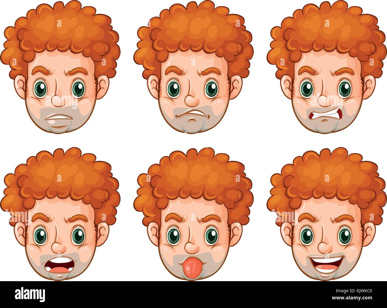 Man with many facial expressions illustration Stock Vector Image & Art ...