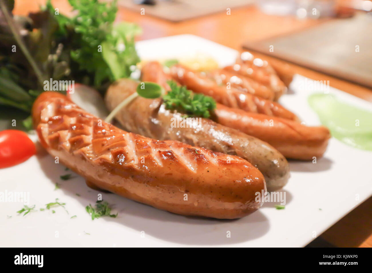 beef sausage and pork sausage dish Stock Photo Alamy