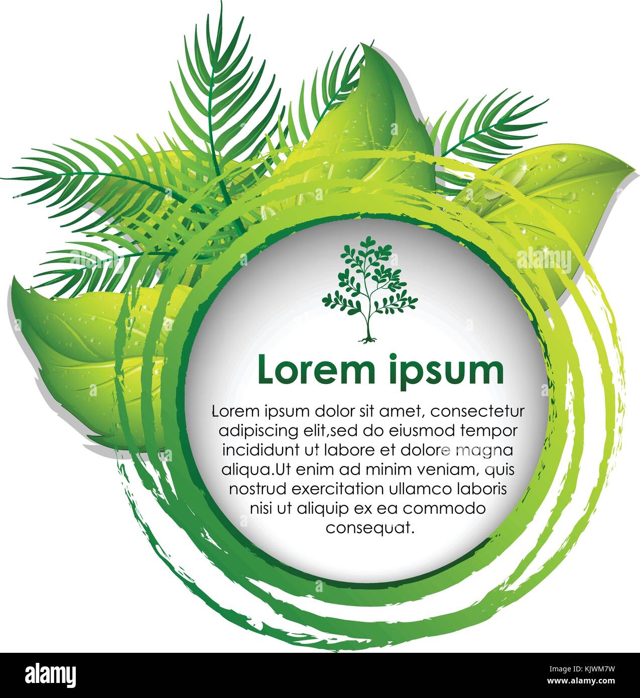 Border template with green leaves in background illustration Stock ...