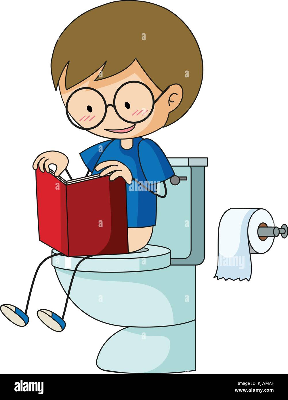 Boy on the toilet reading book illustration Stock Vector Image & Art