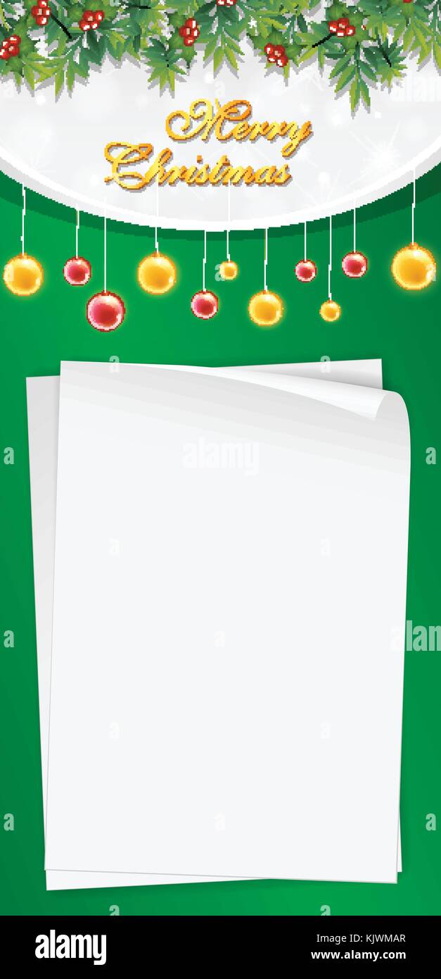 Christmas card template with green background illustration Stock Vector ...