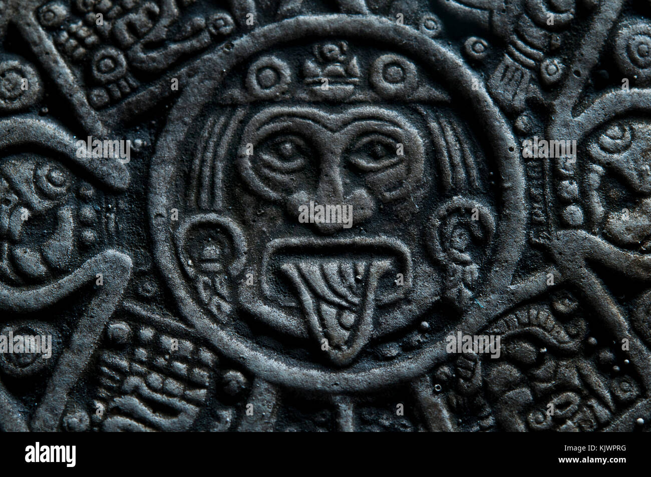 Aztec calendar stone detail Stock Photo