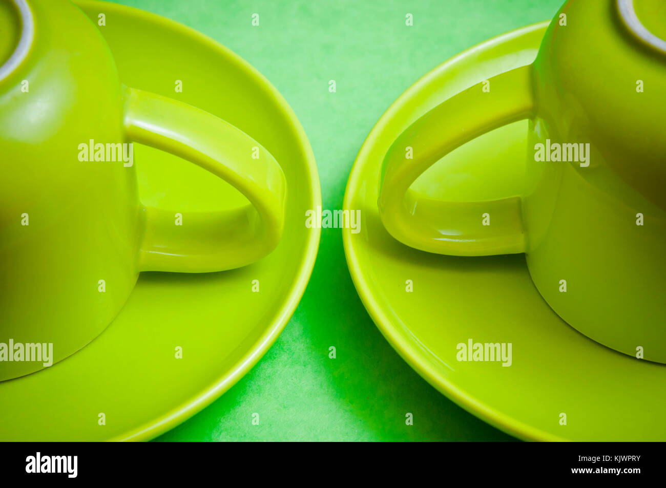 green coffee cups, green color concept Stock Photo