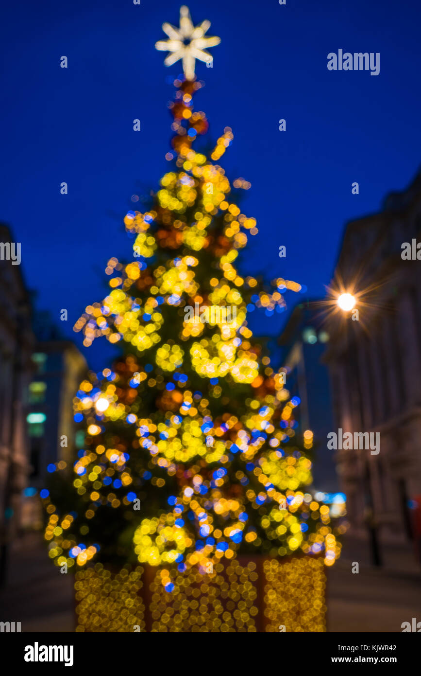 Defocused decorated Christmas tree in Central London Stock Photo Alamy