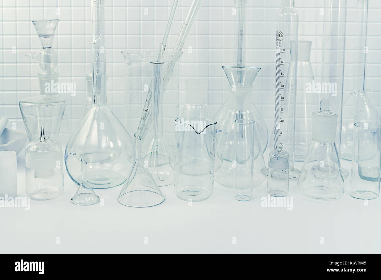 Chemical glassware in a laboratory Stock Photo Alamy