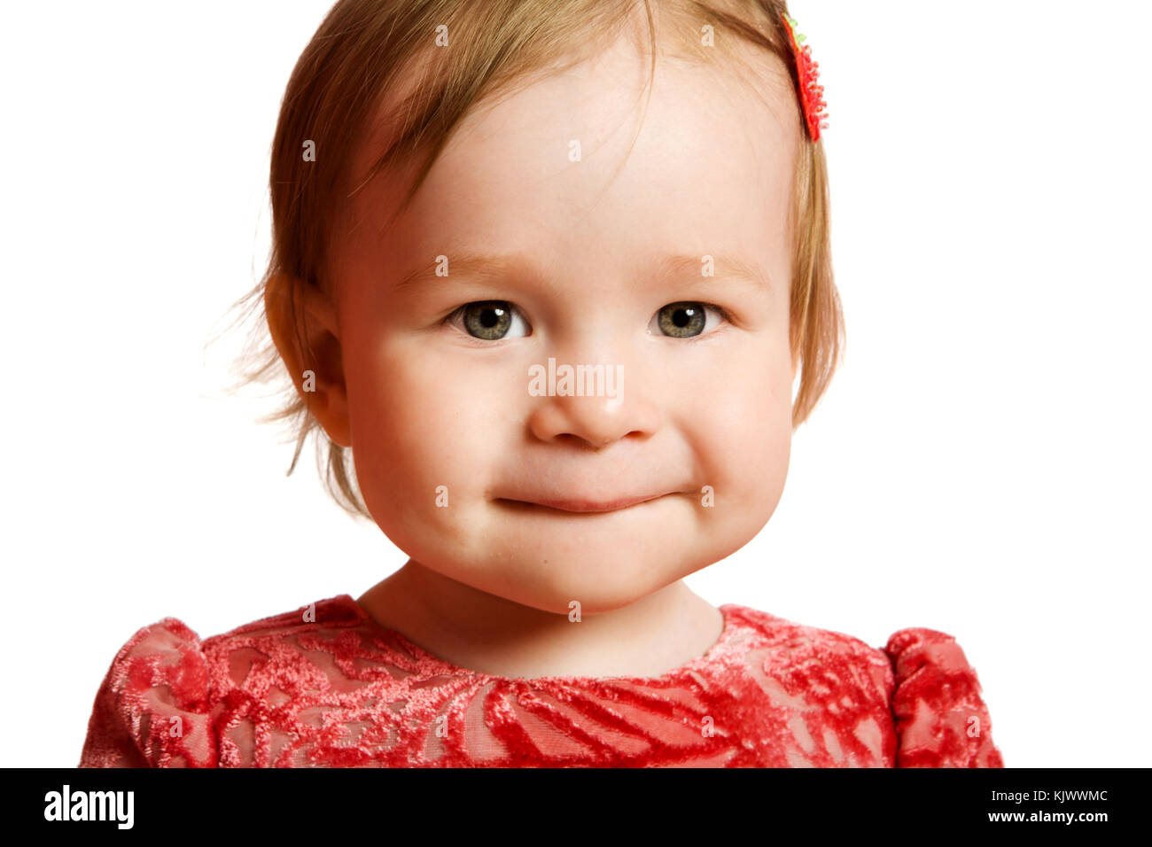 Smiling Little Girl closeup portrait isolated on white Stock Photo - Alamy