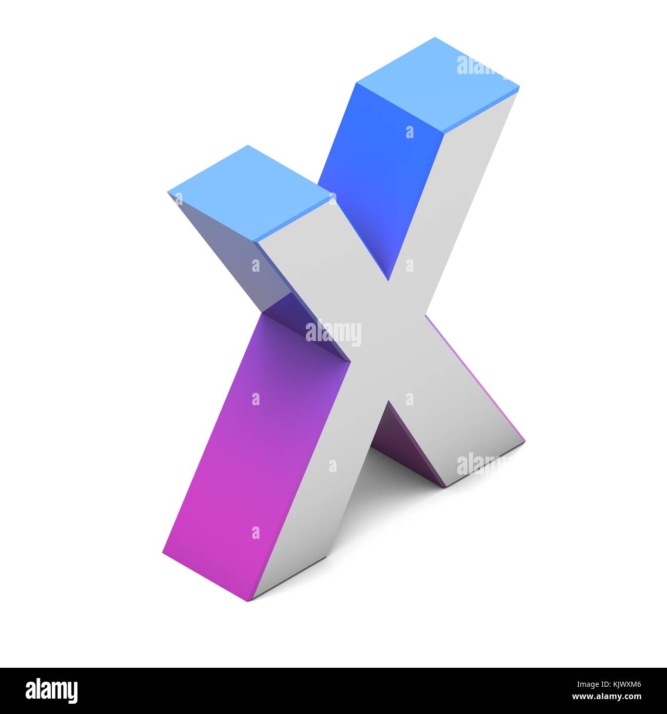 Letter X. Isometric lettering font with pink blue gradient Stock Photo