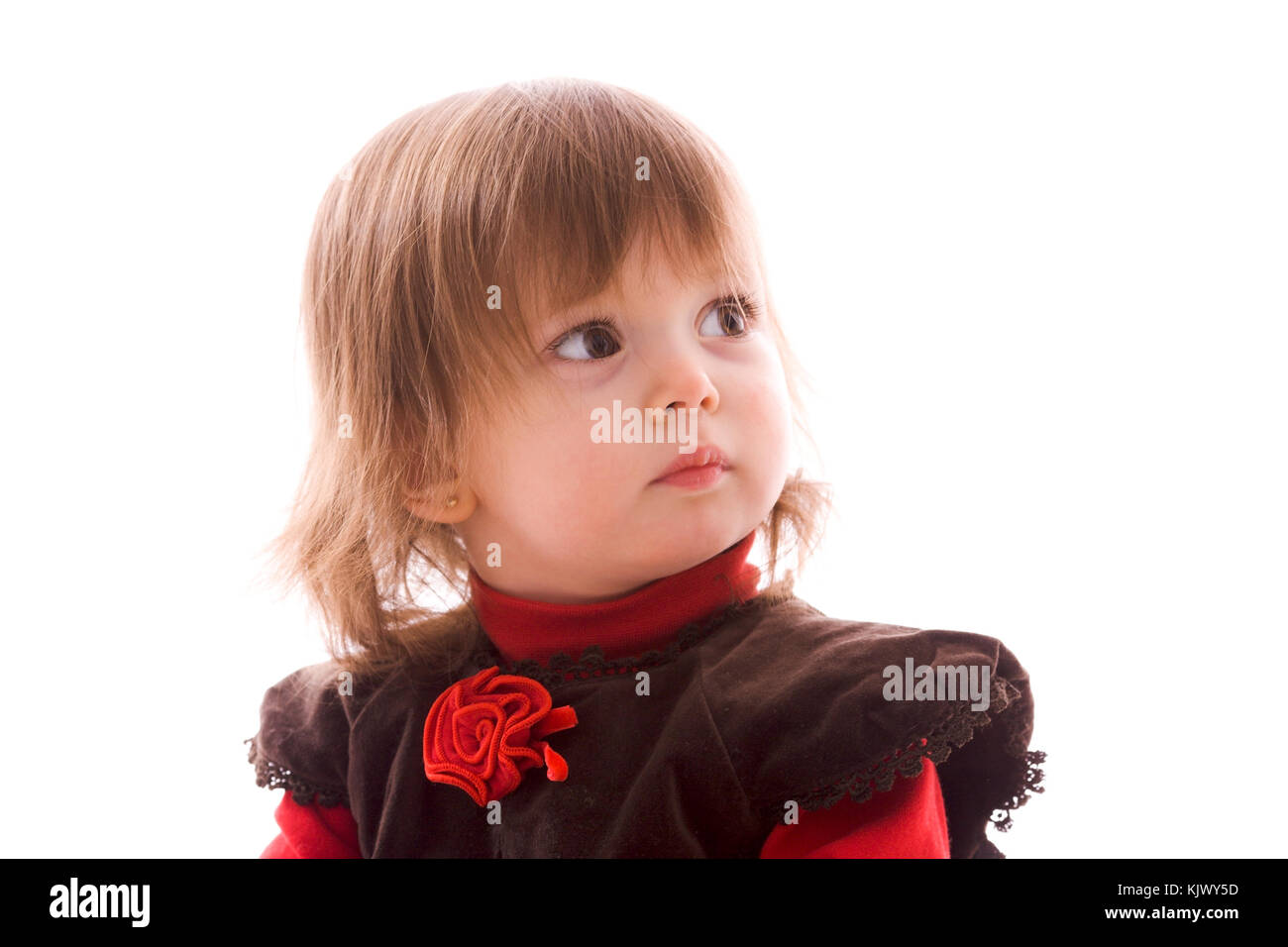 Portrait of cute happy little girl isolated on white Stock Photo - Alamy