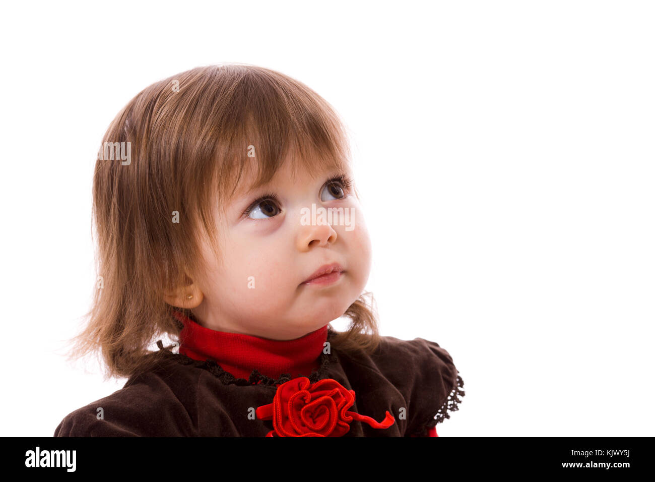 Portrait of cute happy little girl isolated on white Stock Photo - Alamy