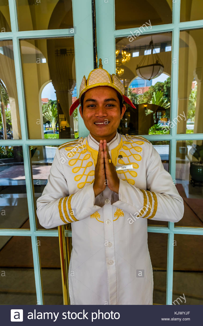 Doorman Raffles Hotel Le Royal Phnom Penh Cambodia Stock Photo