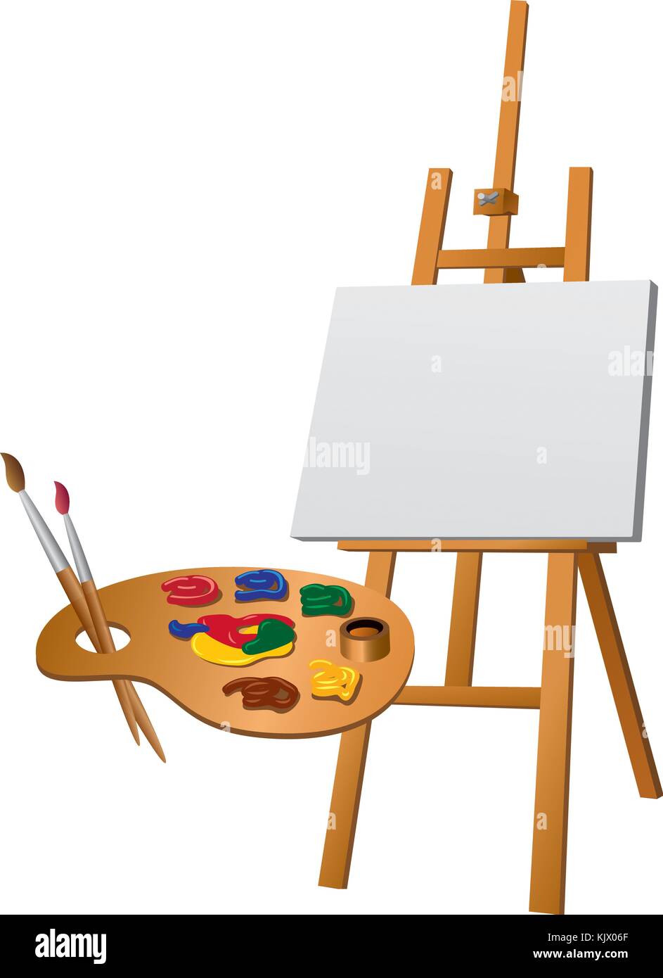 illustration of art easel and palette with brushes Stock Vector Image & Art  - Alamy