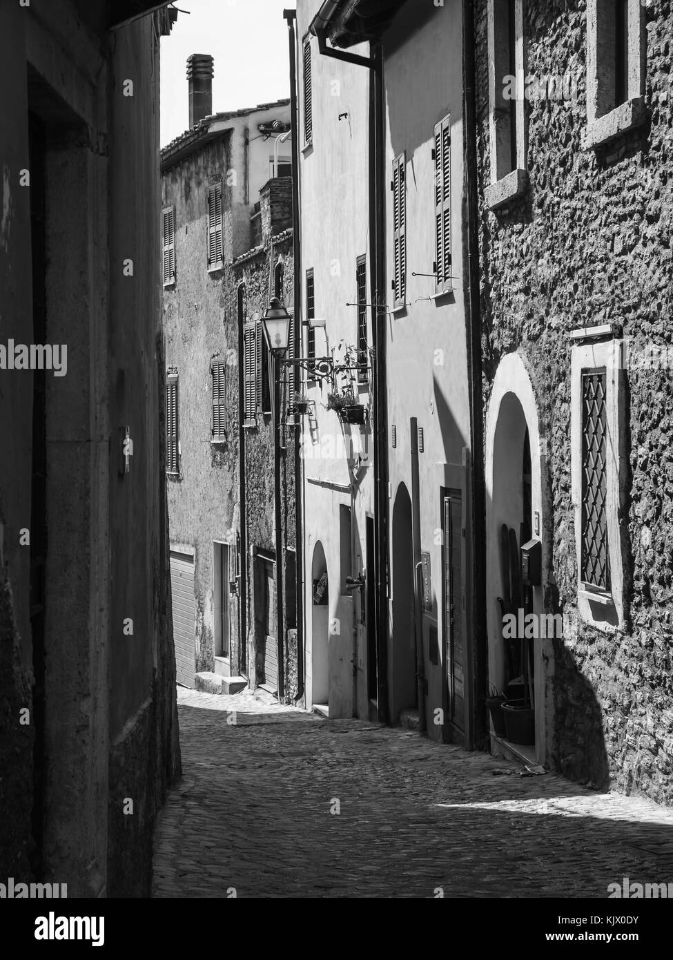 Typical italian small alley in a small town cleaned by all the wires Stock Photo