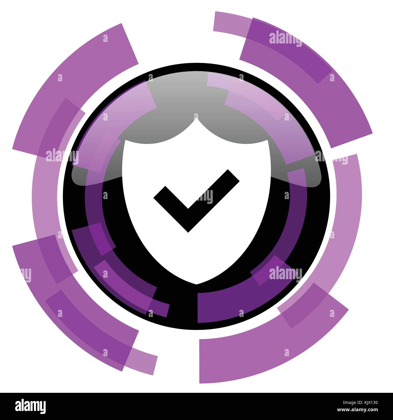 Shield pink violet modern design vector web and smartphone icon. Round ...