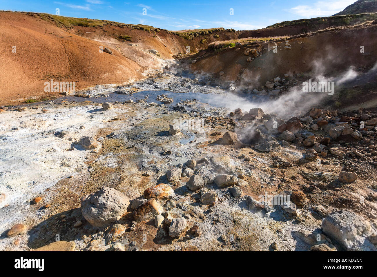 travel to Iceland - acidic hot springs in geothermal Krysuvik area on ...