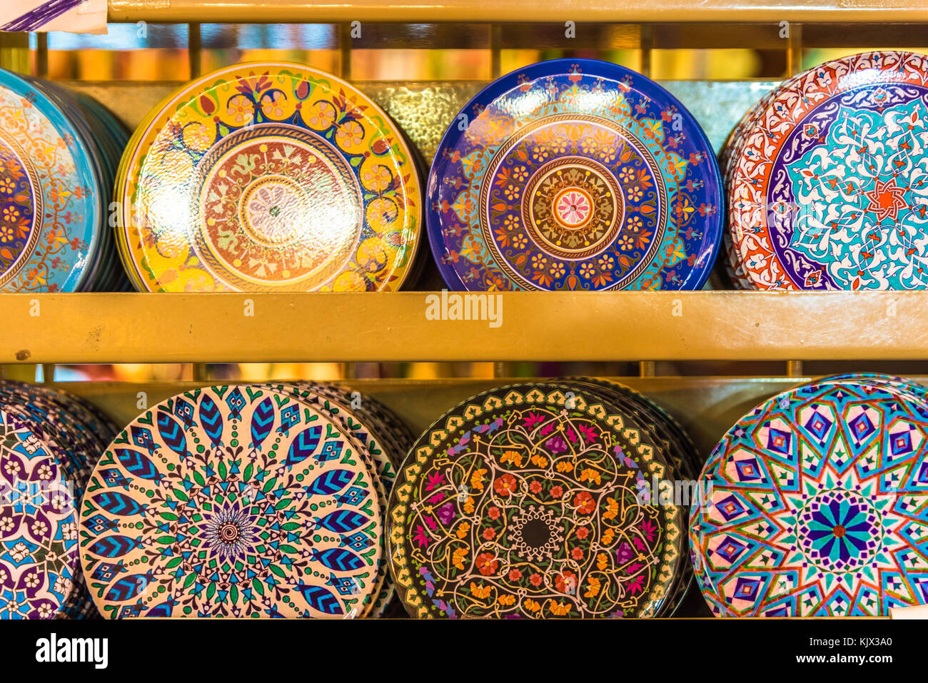 Collection of Traditional Turkish ceramic plates on sale at Grand Bazaar in  Istanbul, Turkey. Colorful ceramic souvenirs Stock Photo - Alamy