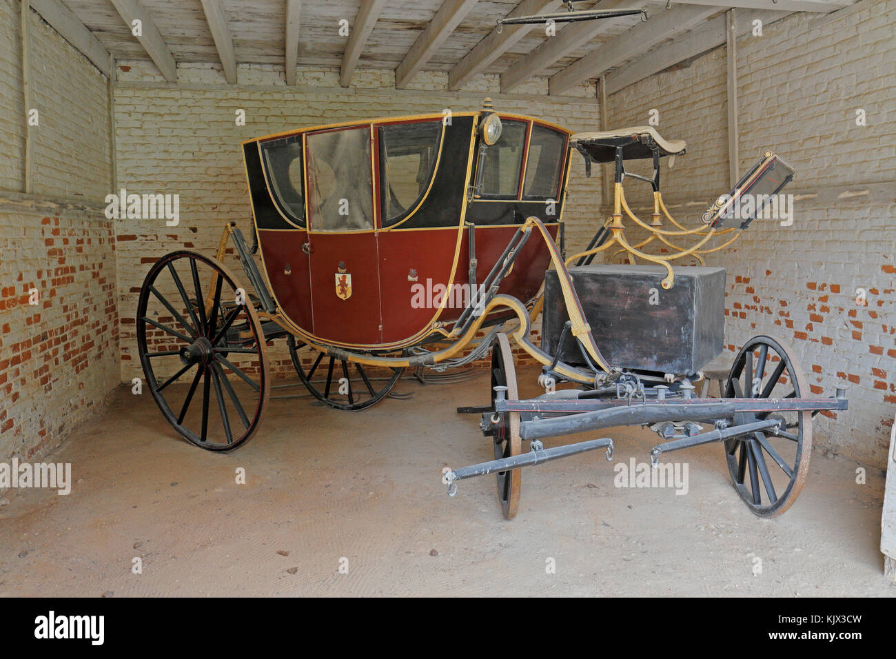 A horse drawn carriage similar to those used by George Washington on the Mount Vernon estate, Alexandria, Virginia. Stock Photo