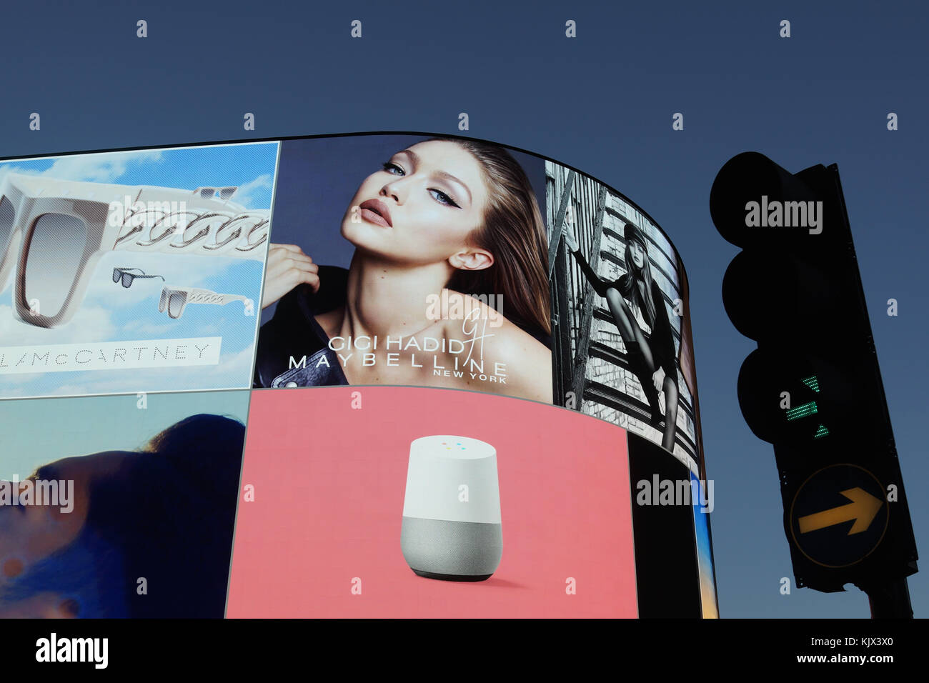 Piccadilly Circus advertising hoardings at night Stock Photo