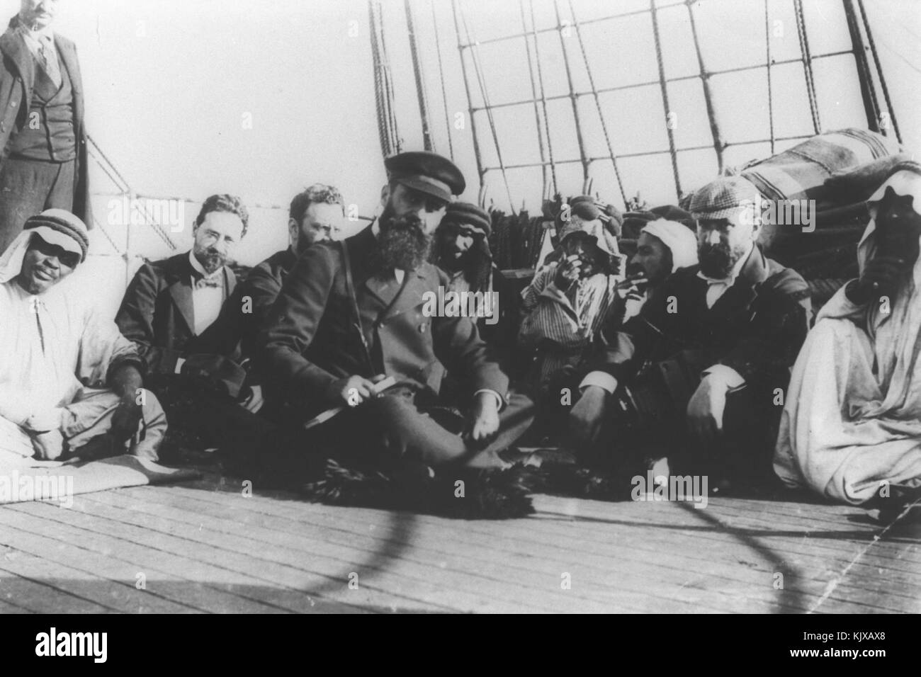 THEODOR HERZL EN ROUTE TO ISRAEL ABOARD A SHIP IN 1898 Stock Photo