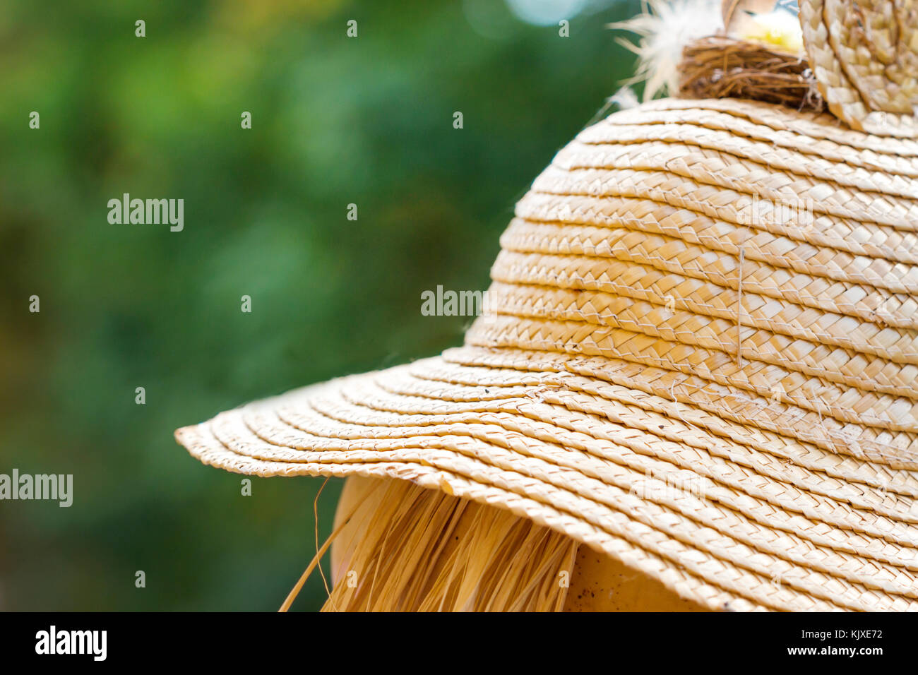 Straw hat background, Woven fedora hat background Stock Photo - Alamy