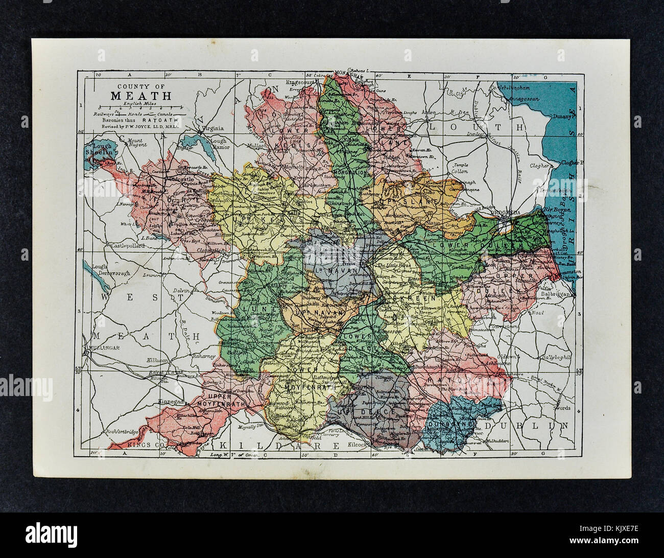 Antique Ireland Map - Meath County - Athboy Kells Oldcastle Dunboyne Nevan Morgallion Stock Photo