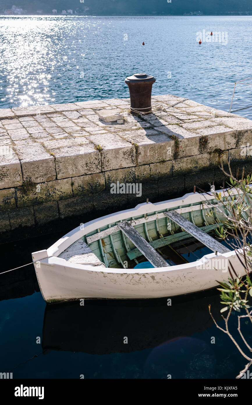 Wooden boat anchored. Peaceful place concept Stock Photo Alamy