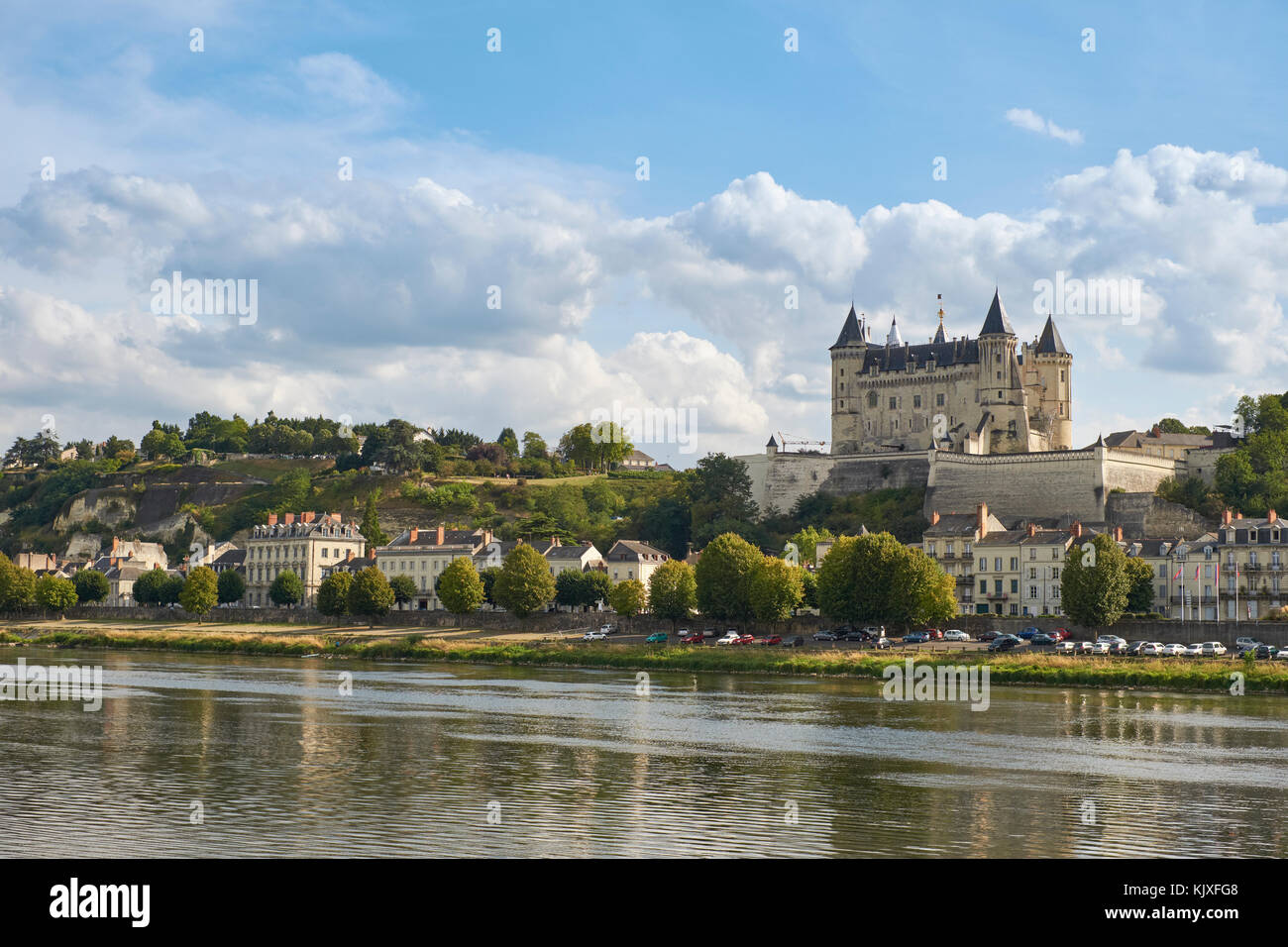 The historic town and chateau of Saumur in the Loire Valley in France ...