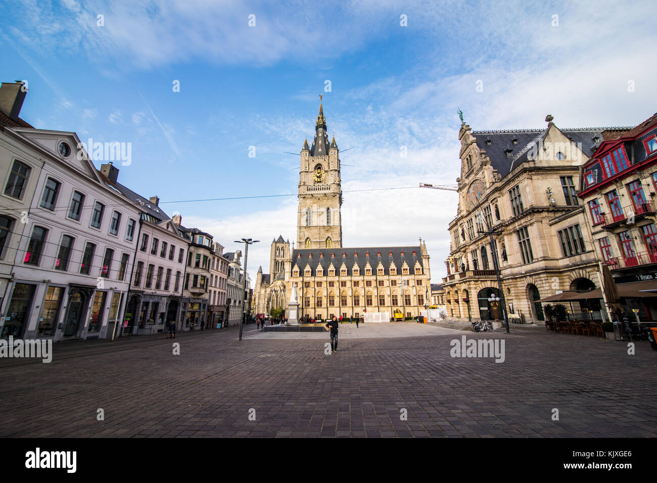 GHENT, BELGIUM - November, 2017: Architecture of Ghent city center. Ghent is medieval city and point of tourist destination in Belgium. Stock Photo