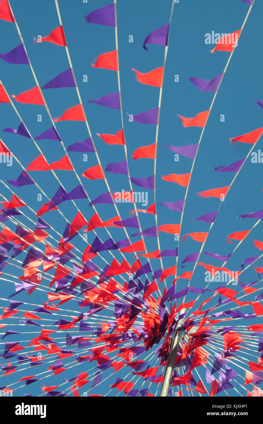 Summer bunting flags against a blue sky Stock Photo - Alamy