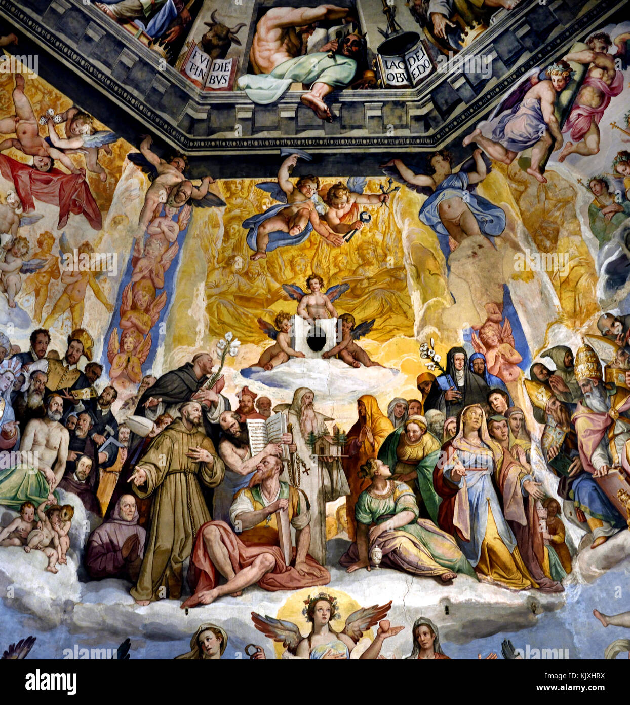 Giorgio Vasari, The Last Judgment (detail), 1572-79,by Giorgio Vasari  1511 –1574 ,  Duomo, di Firenze ( The Cattedrale di Santa Maria del Fiore of Florence - Cathedral of Saint Mary of the Flower  1336 )  Florence Italy Italian. Stock Photo