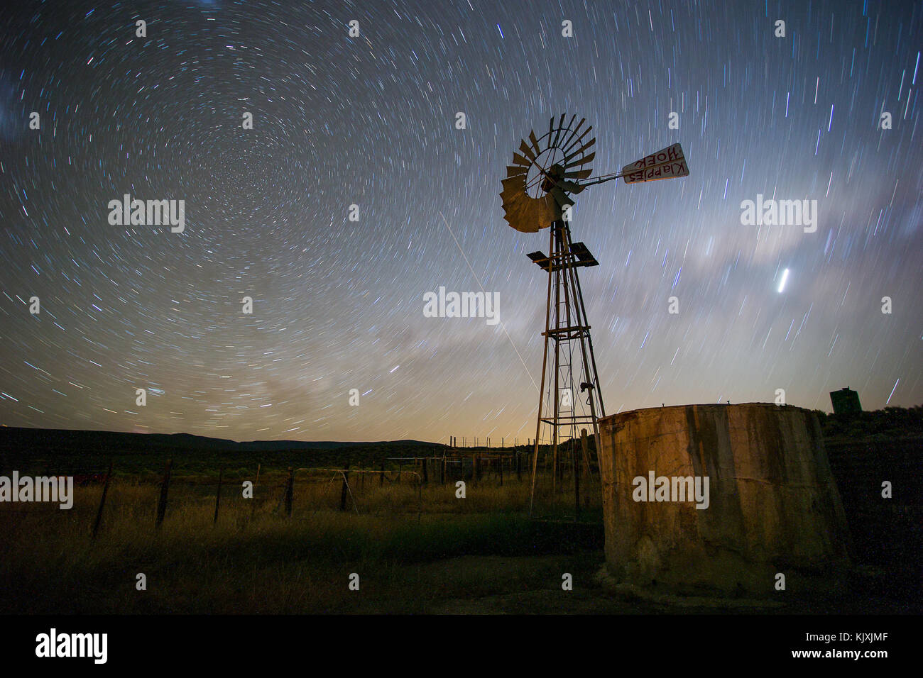Windmill / Windpomp at dusk in the Tankwa Karoo of South Africa Stock ...