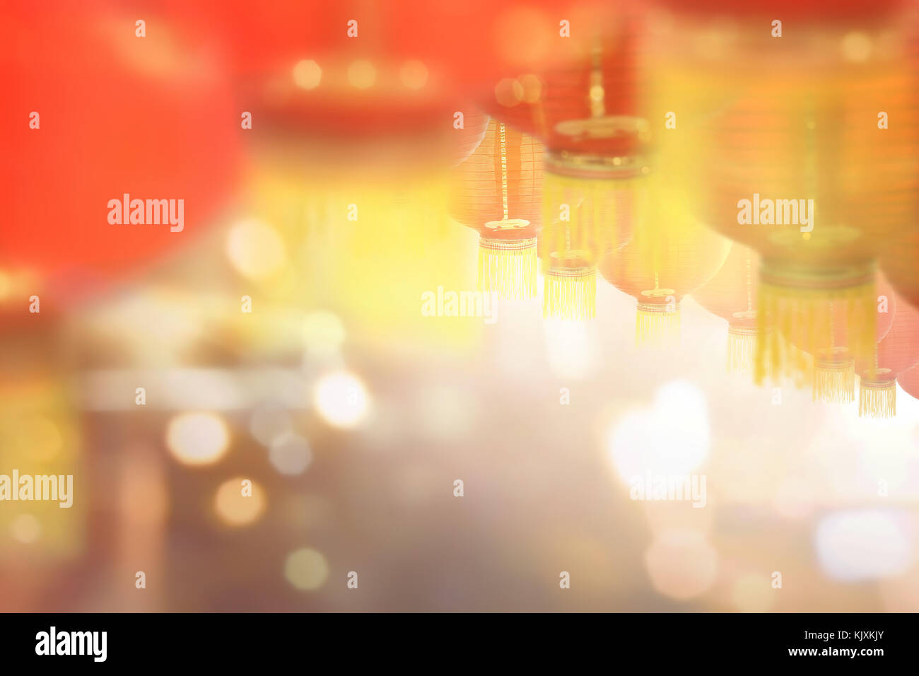 Chinese new year lanterns with blurred lights for background Stock ...