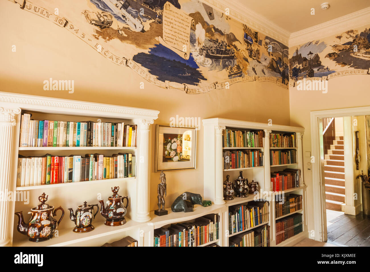 England, Devon, Galmpton, Agatha Christie's Holiday Home Greenway, The Library Stock Photo
